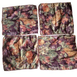 Vintage Silk Dinner Napkins - Fruit Motif (4)